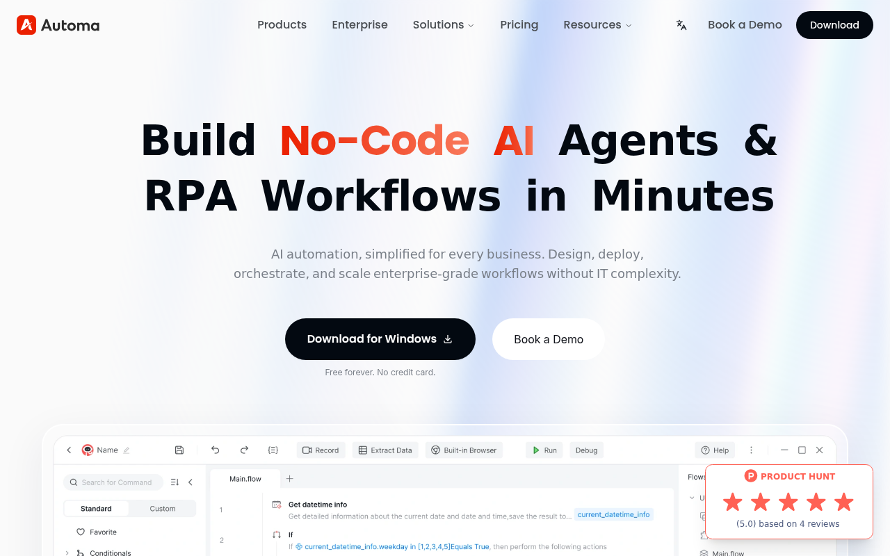 Automa website screenshot